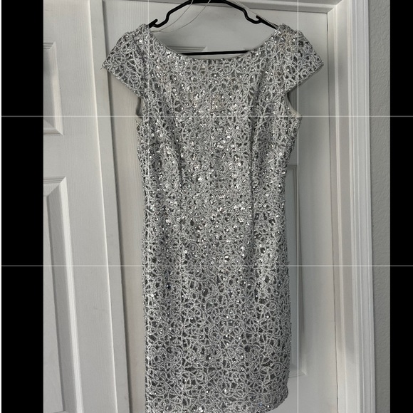 Adrianna Papell Silver Sequins Dress - Picture 1 of 6